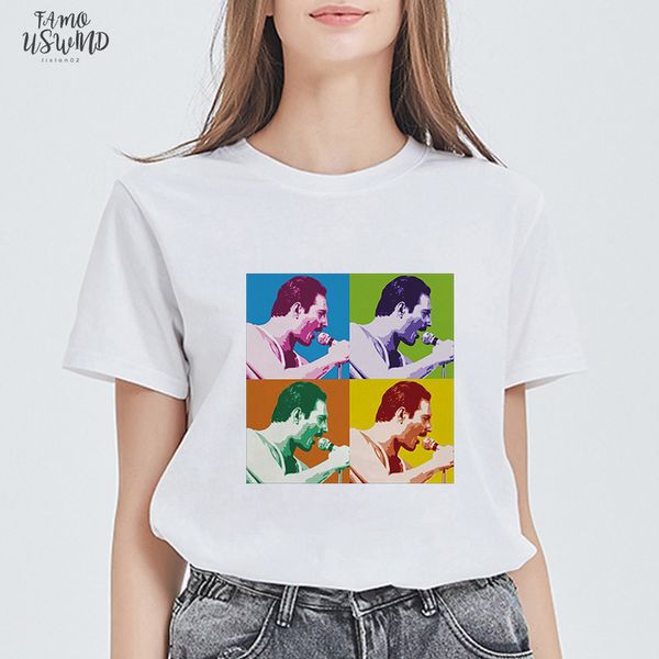 

showtly freddie mercury the queen band t shirt women i wont be rockstar i will be a legend hipster t shirt, White