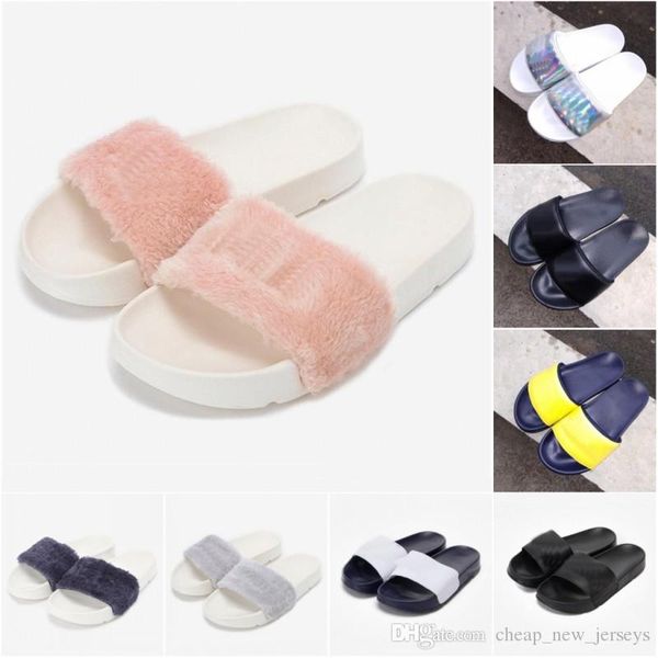 

2019 new fur brand disruptor2 sandal slippers men women winter sandals black white anti-slipping outdoor soft warm shoes beach sandals 36-44