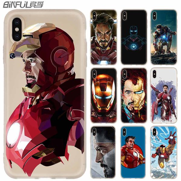 

phone cases luxury silicone soft cover for iphone xi r 2019 x xs max xr 6 6s 7 8 plus 5 4s se coque tony stark marvel iron man