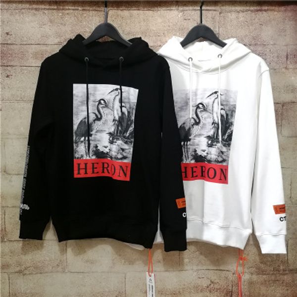 

2019 winter men's clothing europe and america heron preston crane classic street hooded sweater loose fashion oversize sweater sweatesh, Black