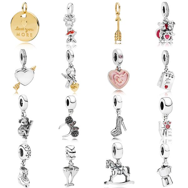 

новый 2019 100% стерлингового серебра 925 пандора роза с любовными нотами высокие каблуки кулон шарм fit diy оригинальные женщины браслет по, Black