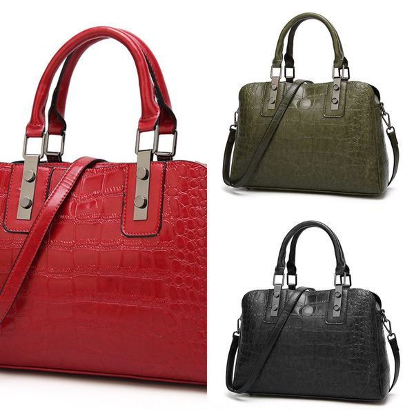 

women's shoulder 2019 crocodile pattern simple hand bag women's shoulder bag, White