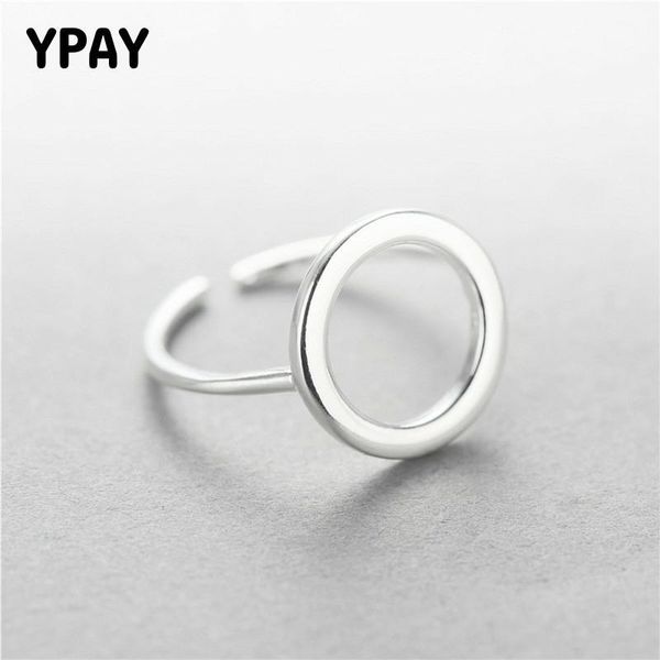 

ypay real 925 sterling silver round circle open rings for women personality simple style lady anti-allergy fine jewelry ymr009
