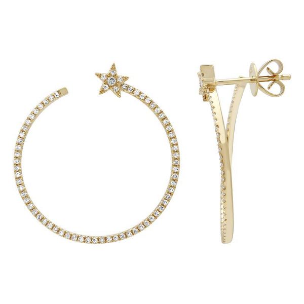 

cute cz star circle hoop earring gold filled white rainbow cubic zirconia luxury gorgeous christmas gift jewelry, Golden;silver