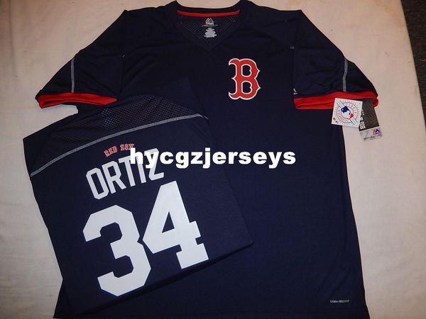 

baseball br #34 david ortiz cool base pullover shirt jersey mens stitched jerseys big and tall size xs-6xl for sale, Black;blue