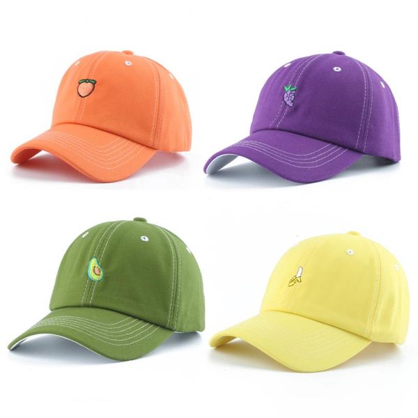 

2020 new fruit embroidery baseball cap 100% cotton dad hat men women summer adjustable snapback hip hop cap, Blue;gray
