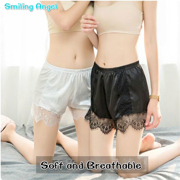 

sweet lolita fashion women elasticity satin knickers panties lace bow cute safety shorts bloomers pumpkin style for girls, Black;pink
