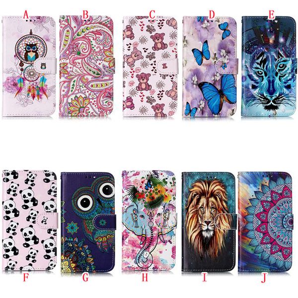 

For iphone 11 pro max 2019 5 8 6 1 6 5 am ung galaxy note10 pro oil wallet leather ca e flower butterfly tiger owl mandala cover 50pc