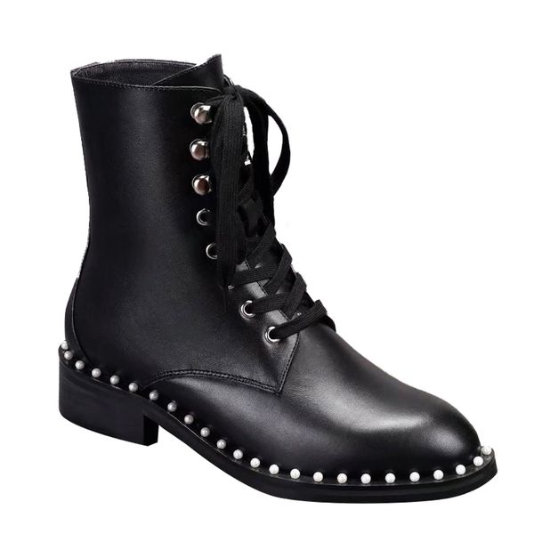 

2019 new luxury fashion wild latest women designer boots martin rubber sole 100% genuine leather size 35-42 factory direct, Black