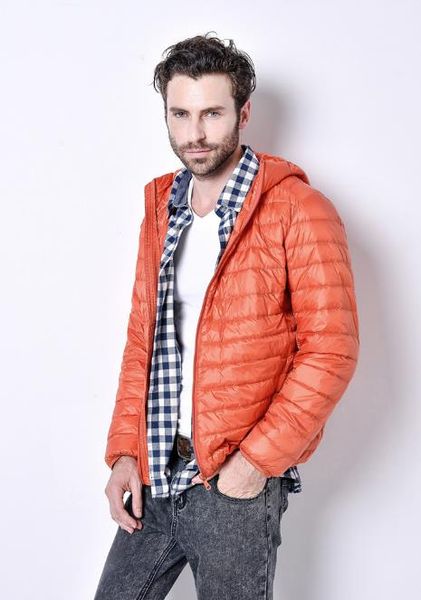 

mens зимы сплошного цвета верхняя одежда crew neck zipper мода тонкие с hat с длинным рукавом homme одежда, Black