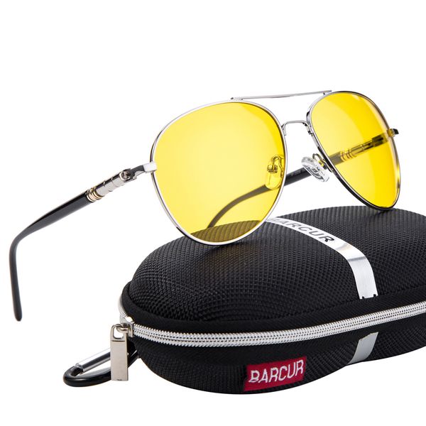 

barcur 2019 mens hd night driving glasses polarized anti-glare day night vision sunglasses outdoor, White;black