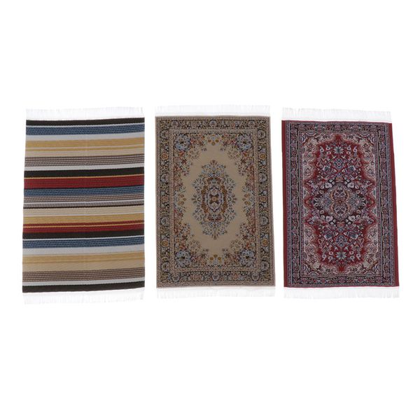 

1/12 dollhouse miniature floor rug cloth mat room accessories - 3 pieces