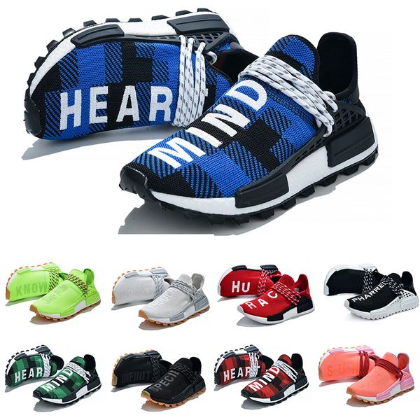 

with stock x human race blue plaid nerd nobel ink running shoes pharrell williams hu men women trainers outdoor casual sport sneakers
