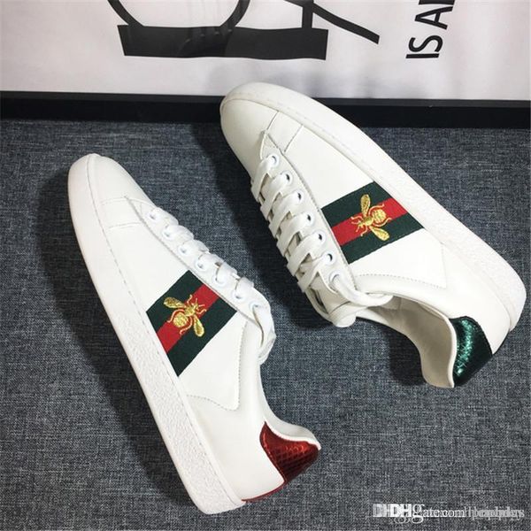 

luxury designer gucci casual shoes ace embroidery bee tiger snake flat sneaker sports trainers genuine leather men women shoes, Black