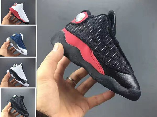 

wholesale kids 13s basketball shoes citygear boys girls og black cat childrens sports shoes toddlers baby birthday gift 6c-10c, White;red