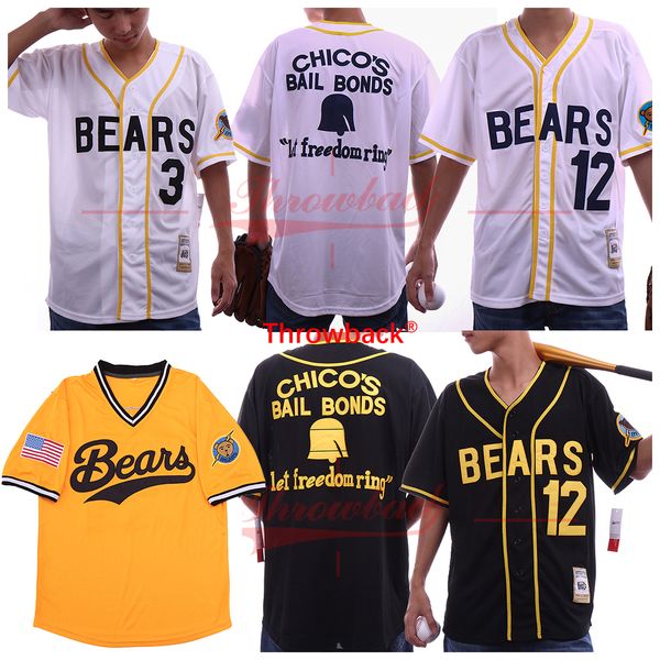 As más notícias Ursos Movie Baseball Jerseys 12 Tanner Boyle 3 Kelly Vazamento Branco Amarelo Preto Frete Grátis Barato