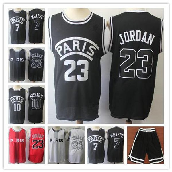 

2019 psg paris 23 michael jd basketball jerseys psg x aj short pants jordam paris 7 mbappe 10 neymay jr black white basketball jersey