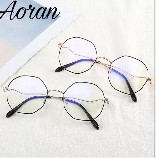 

polygonal spectacle frame retro-literary glasses featuring wavy legs and all-metal spectacle frame, White;black