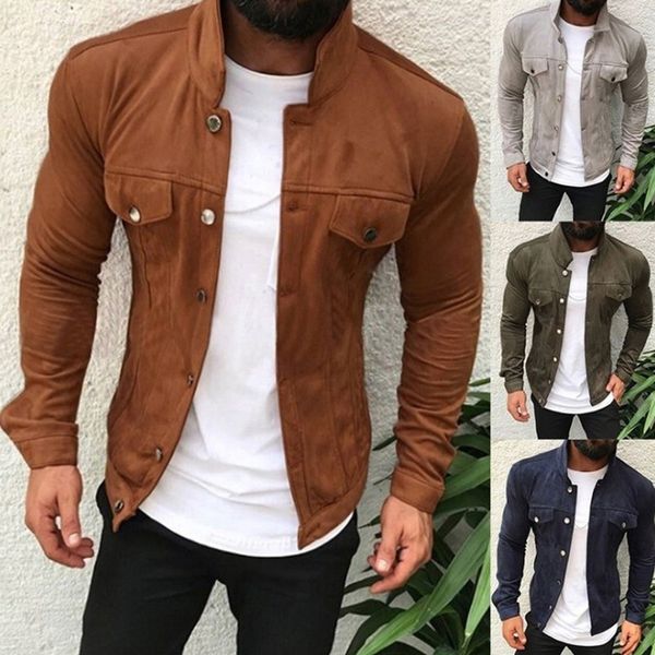 

New Winter Men cotton Cowboy jackets Real Cow Suede Leather Jacket Slim Fit Short Fashion Genuine Leather Jacket Motorcycle Coat, Beige