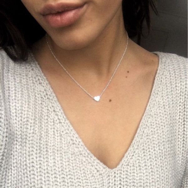 

abayabay choker necklaces jewelry heart personalized girl silver color trendy collares collier necklace chain women kpop collier, Golden;silver