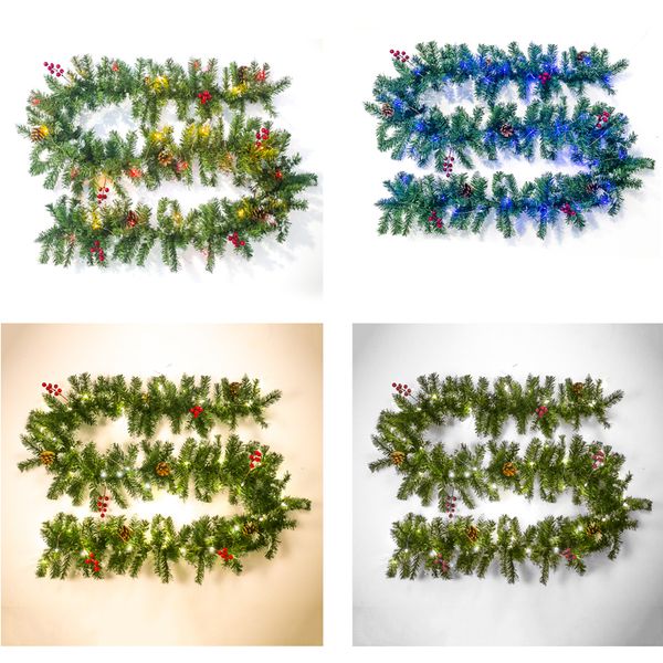 

2.7m christmas led lights rattan garland decorative green artificial christmas tree rattan hanging wreath ornaments diy banners