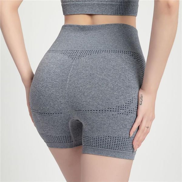 

summer yoga shorts women elastic seamless gym shorts running fitness sports breathable tummy control workout short tights, White;red