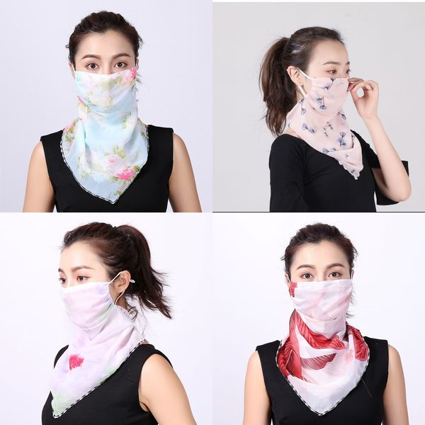 

oogeu new women scarf face mask outdoor veil dust half face mask sunshade masks scarf windproof dust-proof ear type party masks, Black