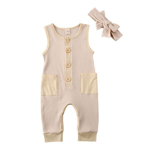 

clothing sets summer baby clothes casual romper set girl cotton infant sleeveless bodysuit+bowknot headband, White