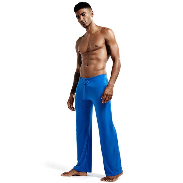 

pyjamas trousers soft ice silk home clothes men's casual pants breathable homewear lacing male sleep bottoms lounge pants, Black;brown