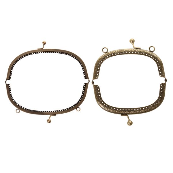 

2pcs retro metal purse frames sew in square, Black