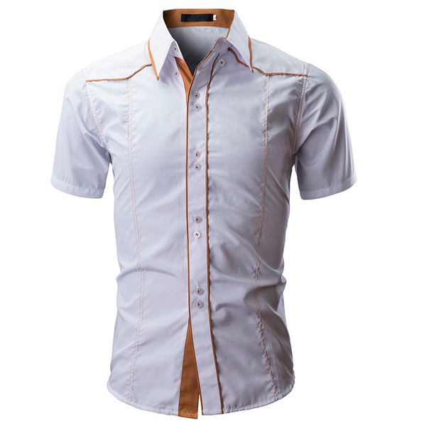 

muqgew 2019 fashion men shirt slim fit shirt camisa masculin fashion solid color male casual short sleeve #y4, White;black