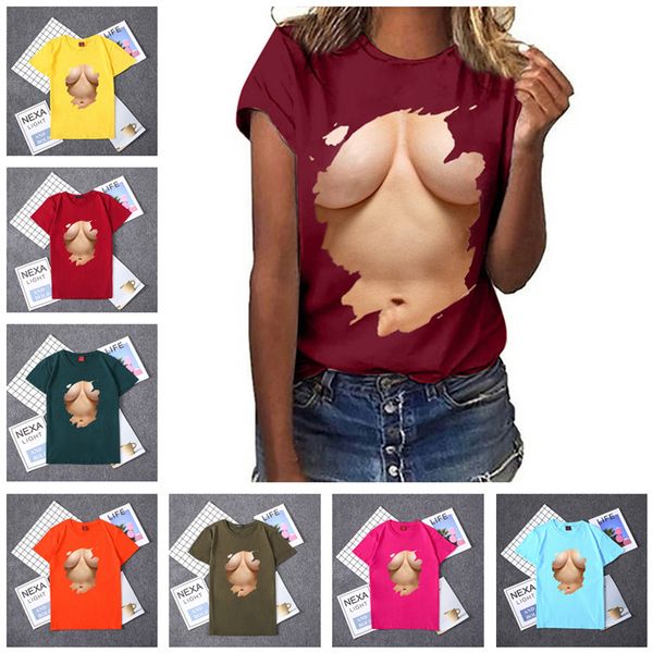 

summer women t-shirt 3d body art printing t shirt short sleeve o-neck t-shirts oversized personality tshirts tees girls clothes 4xl, White