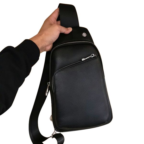 

men chest bag fashion black capacity leather cross body breast shoulder pouch leisure outdoor messenger shoulder bag type5