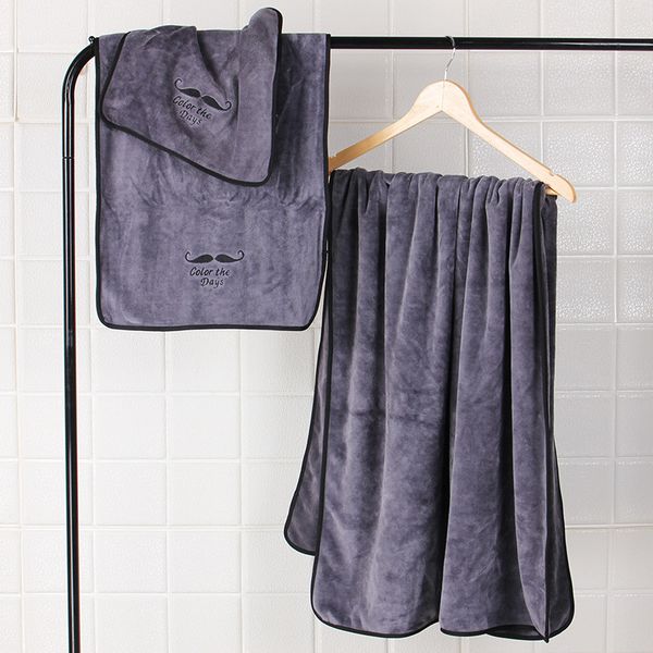

korean moustache pattern sanding fabric quick dry bath towel set / strong water absorption towels / 1 bath towel + 1 face