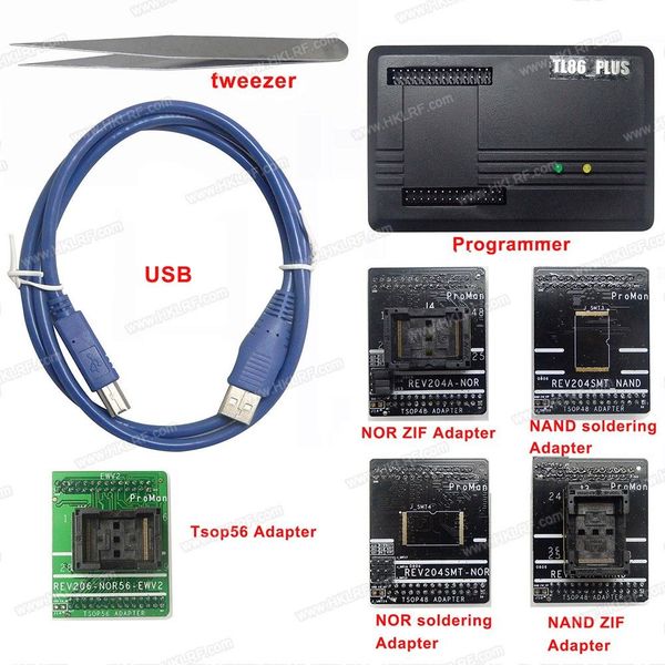 

hipping proman professional nand flash programmer tl86 plus nand nor +tsop48 adapter +tsop56 adapter high programming speed