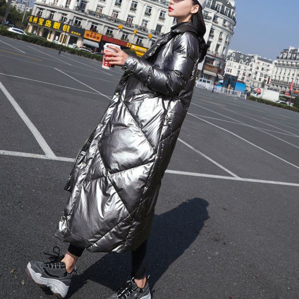 

ретро harajuku плюс размер 2019 длинные водонепроницаемый теплый puffer jacket белая утка вниз parka женщины пальто зима верхняя одежда женс, Black