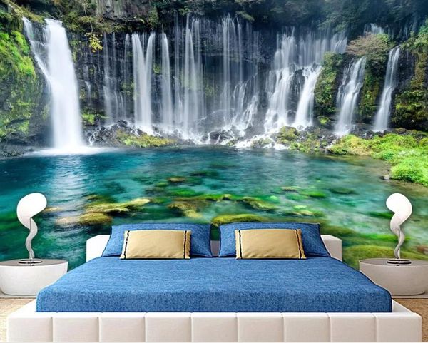 

beautiful scenery wallpapers green landscape simple beautiful waterfall background wall modern living room wallpapers
