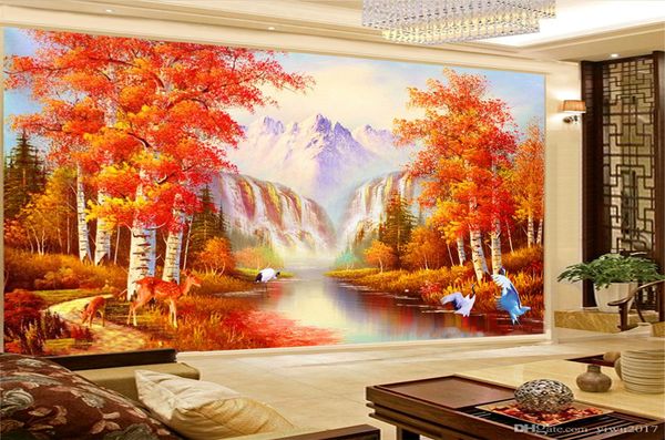 

3d wallpaper walls beautiful scenery bright maple leaves 3d landscape wallpaper wholesale space 3d wallpaper