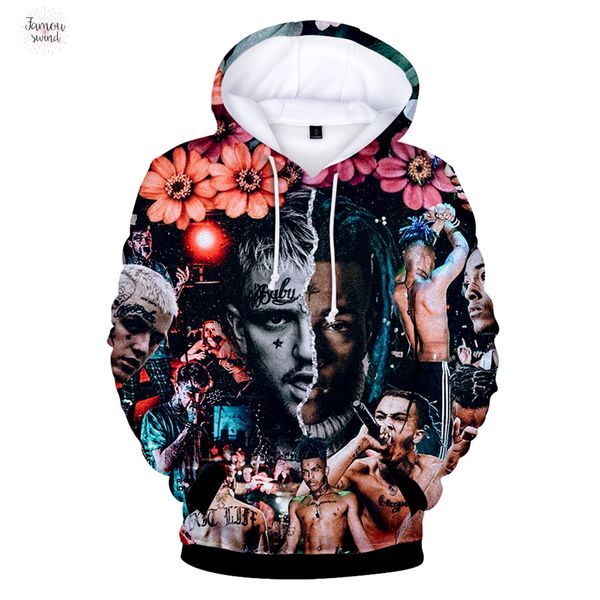 

xxxtentacion 3d прохладный толстовки мода осень толстовки лил peep 3d моды теплый с длинным рукавом популярных женщин кофты с капюшоном одеж, Black