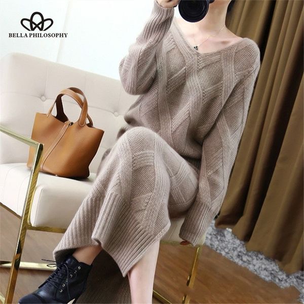 

heydress elegant lady solid sweater 2 piece set women fashion loose long sleeve knitted winter pullovers skirt suits, White;black