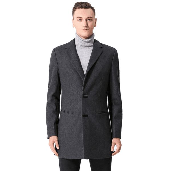 

men wool blends coat jackets d181 plus size m 3xl 2019 smart casual mens coats overcoats winter designer dress coat high quality, Black
