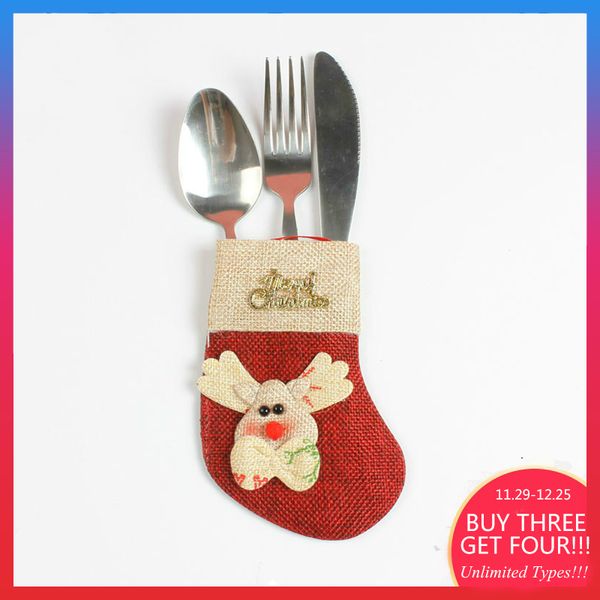 

christmas tableware fork cutlery bag santa set restaurant home decoration