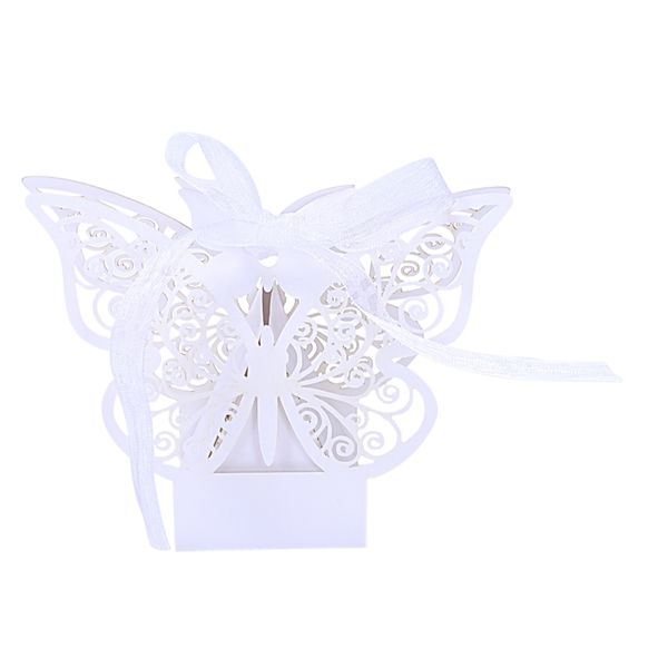 

50pcs butterfly wedding favour box birthday party gifts candy boxes (white