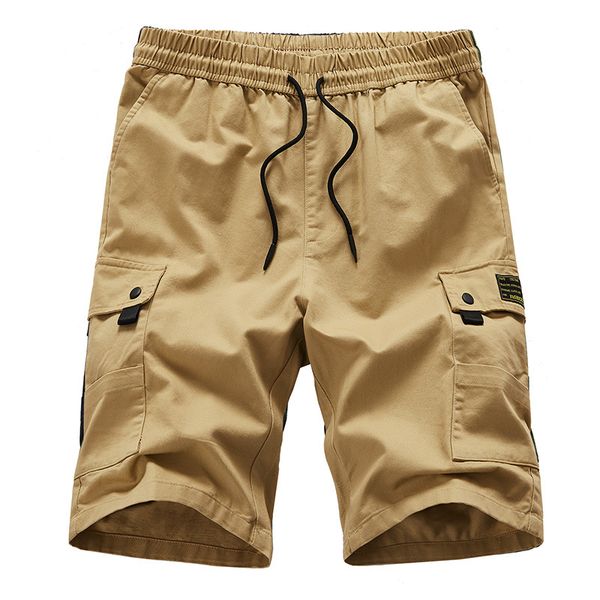 

men's shorts trend men cargo casual loose solid summer male tactical short pants multi-pocket workout knee length, White;black