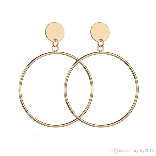 

new simple style silver gold color big circle dangle earrings for women girls gifts fashion geometric round drop earring