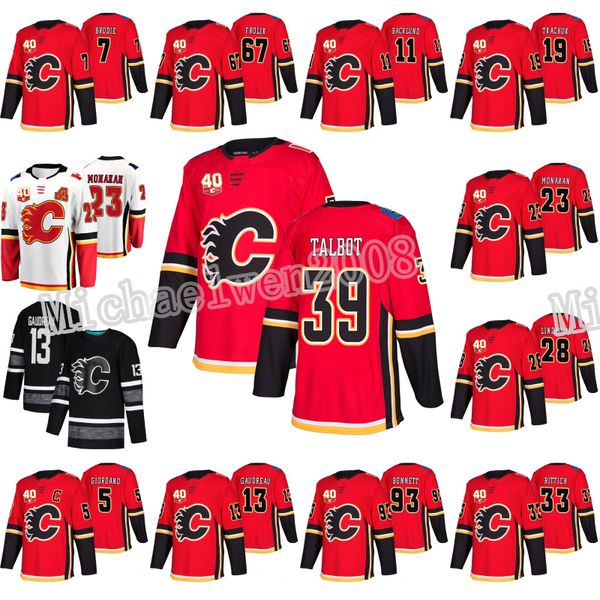 

39 Cam Talbot Calgary Flames 40th Anniversary Johnny Gaudreau Sean Monahan Elias Lindholm Matthew Tkachuk Mark Giordano Backlund Jersey