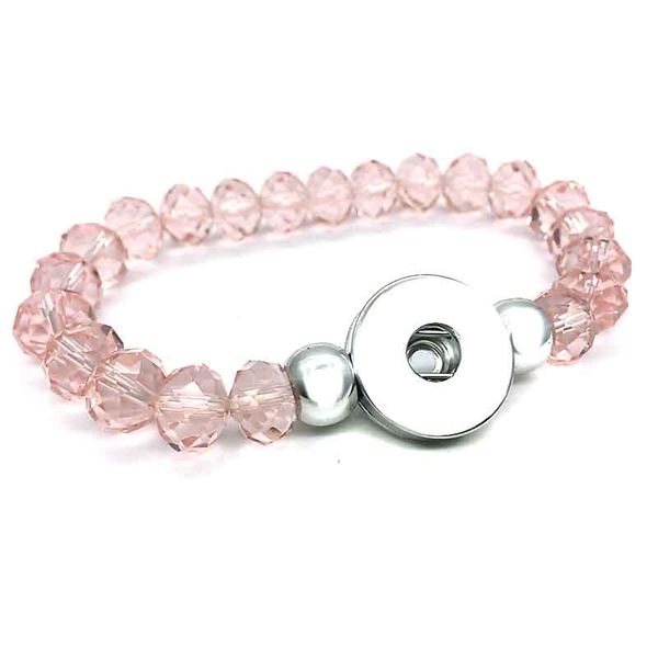 

fashion new arrival 028 interchangeable candy colors expandable bead stretch glass bead bracelet 18mm snap button jewelry women gift, Black