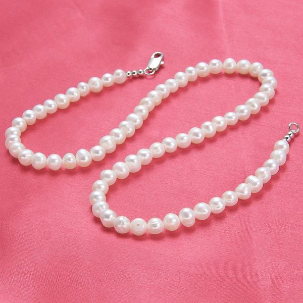 

natural freshwater pearl necklace for women white pearl 45cm length necklace jewelry 6-7mm pearls gift fashion jewelry, Silver