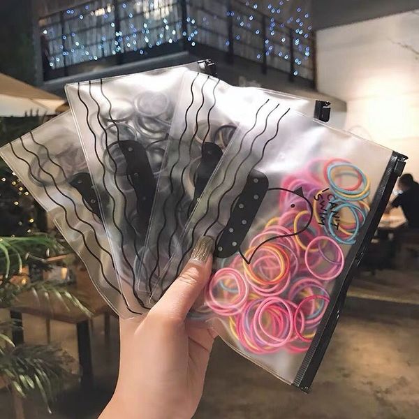 

colorful rubber band hair tool girl woman hairstyle accessories beauty 100 pieces per bag, Brown