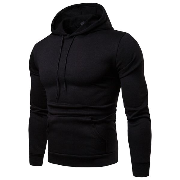

cross-border trade electricity supplier 2019 new winter men's fashion casual dress solid color hooded sweater coat, Black